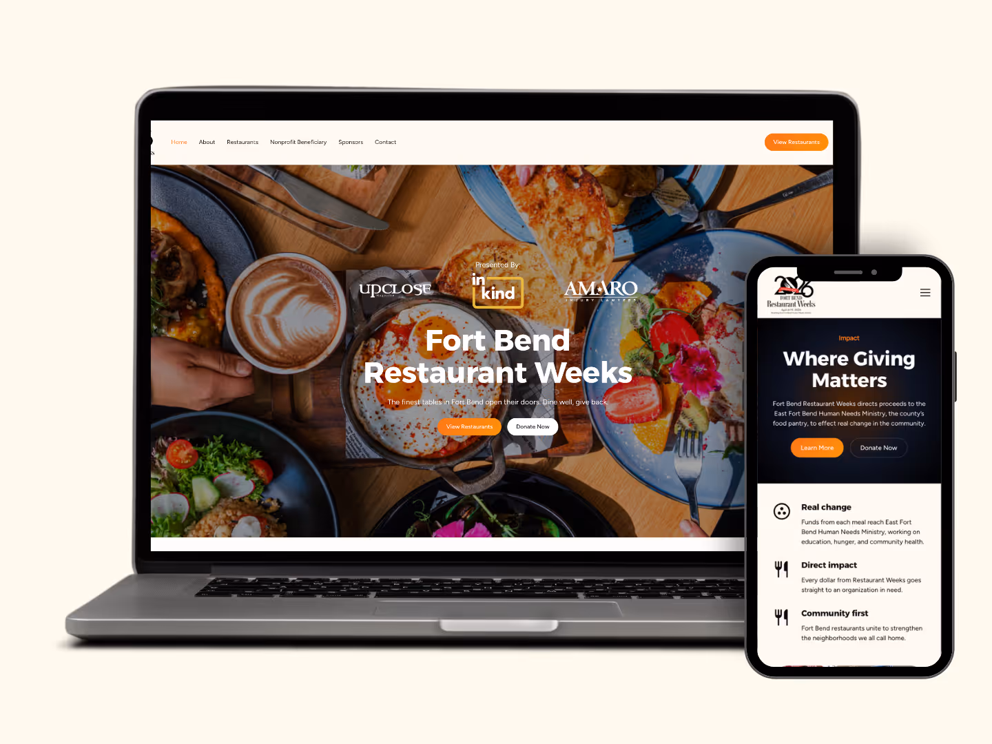 Website homepage for Fort Bend Restaurant Weeks