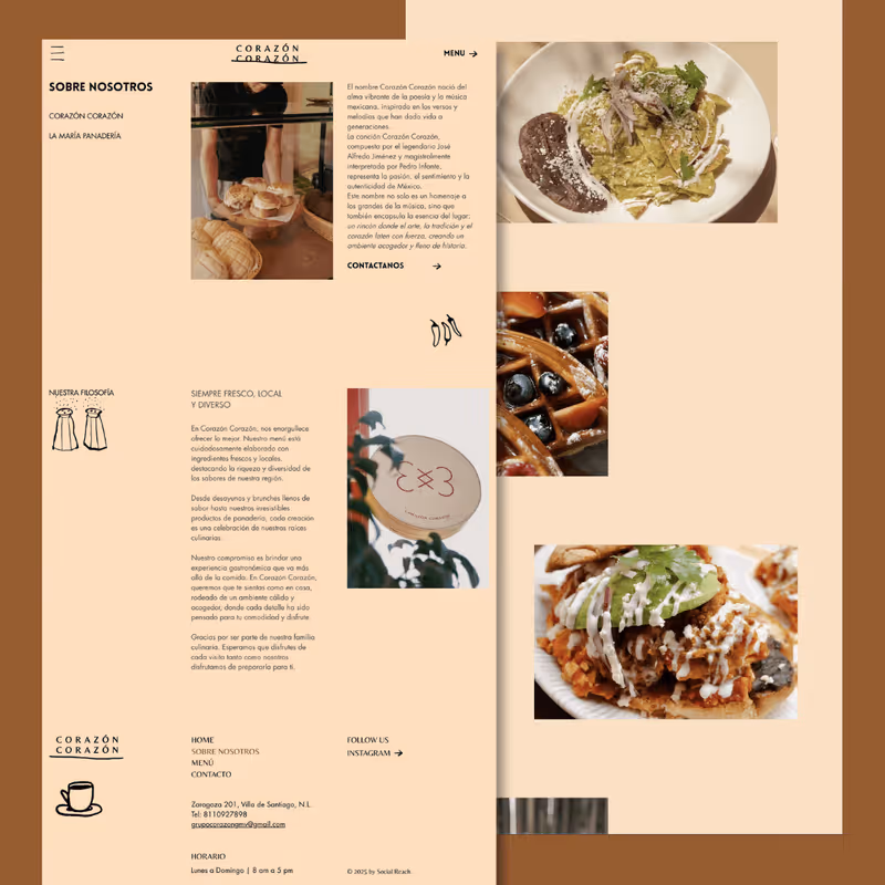 Full-page screenshot of the Corazón Corazón website