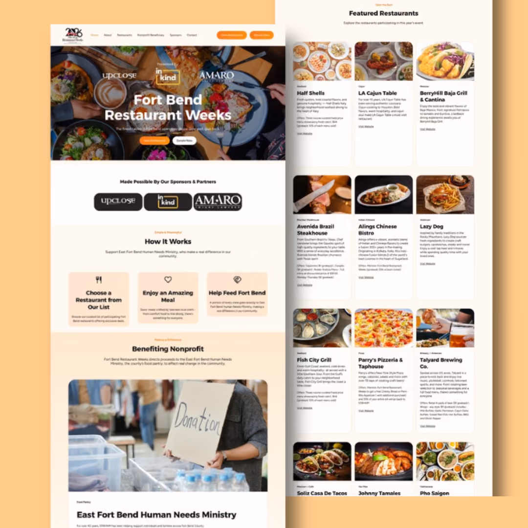 Full-page screenshot of the Fort Bend Restaurant Weeks website