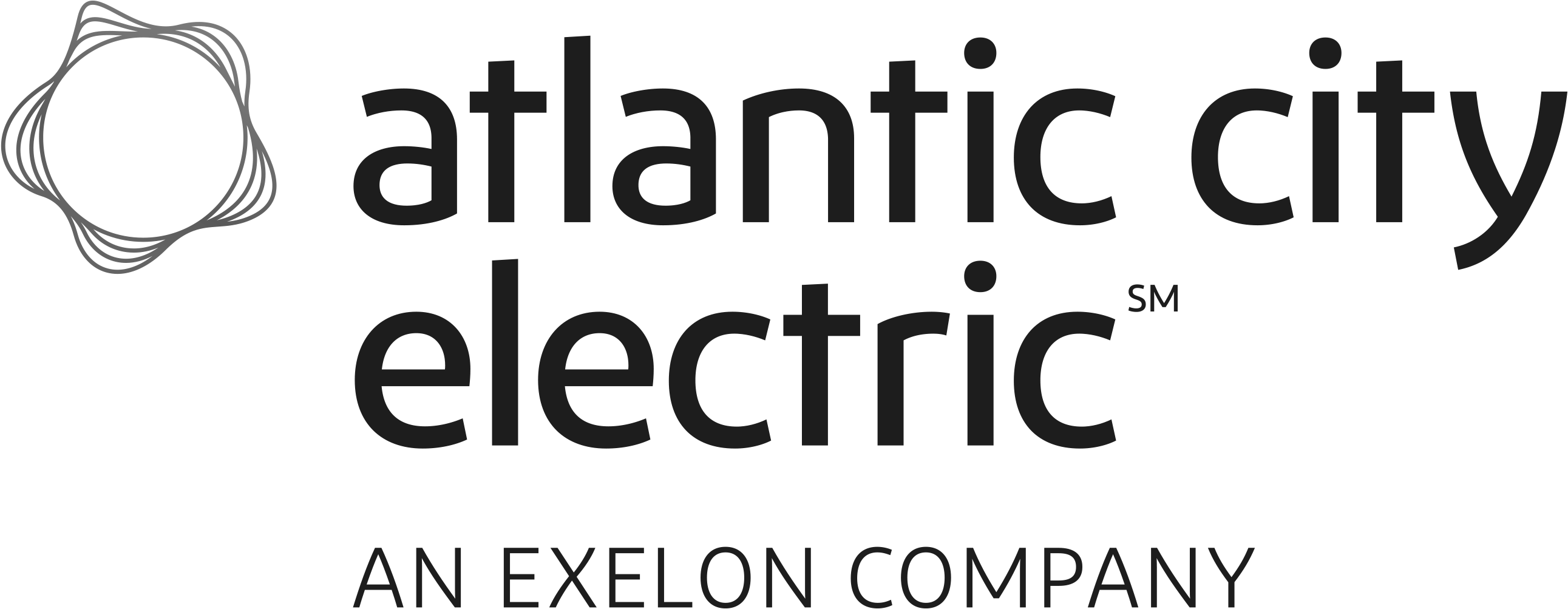 Atlantic City Electric logo with a stylized circular grid symbol and text 'An Exelon Company'.