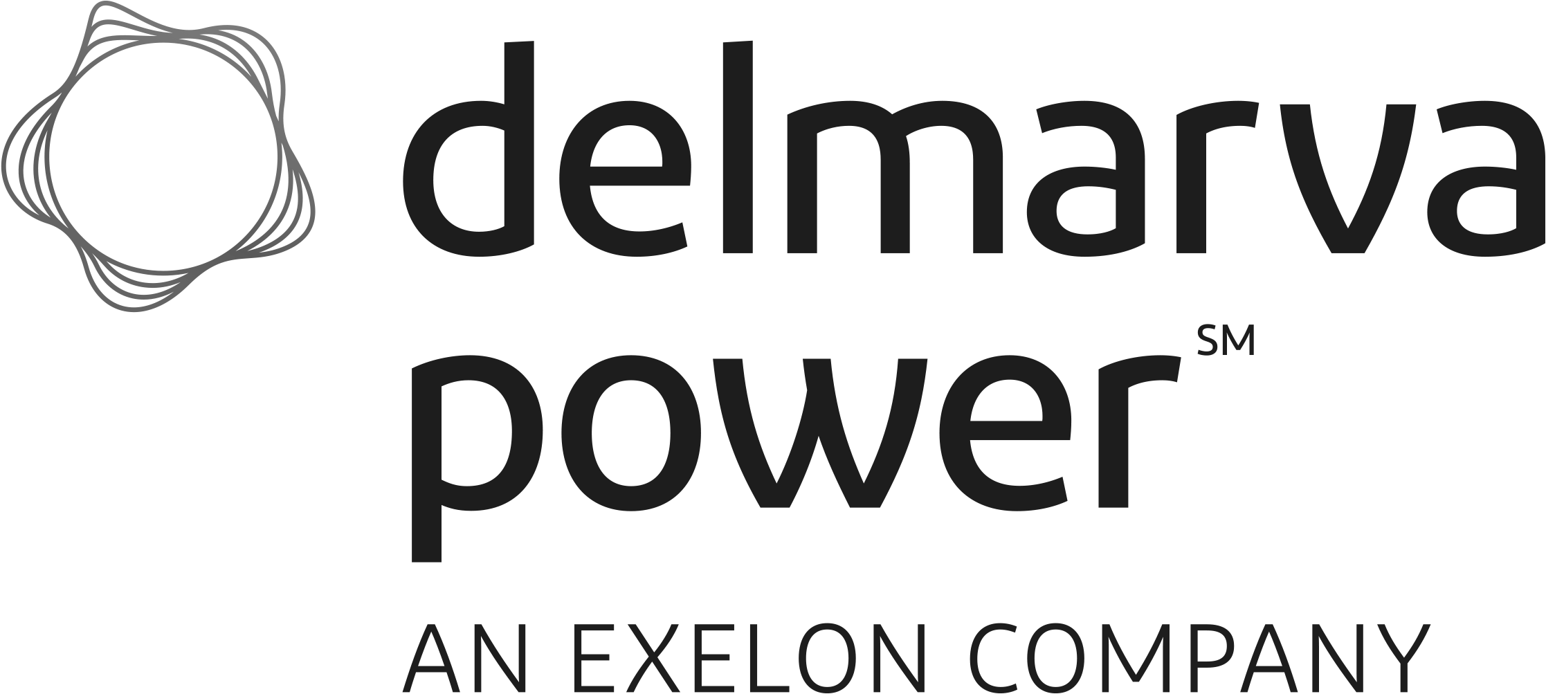 Delmarva Power logo with abstract circular design and text 'delmarva power SM An Exelon Company.'