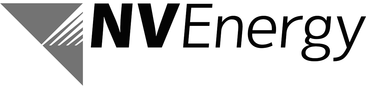 NV Energy logo with stylized triangle and diagonal lines next to bold and italic text.