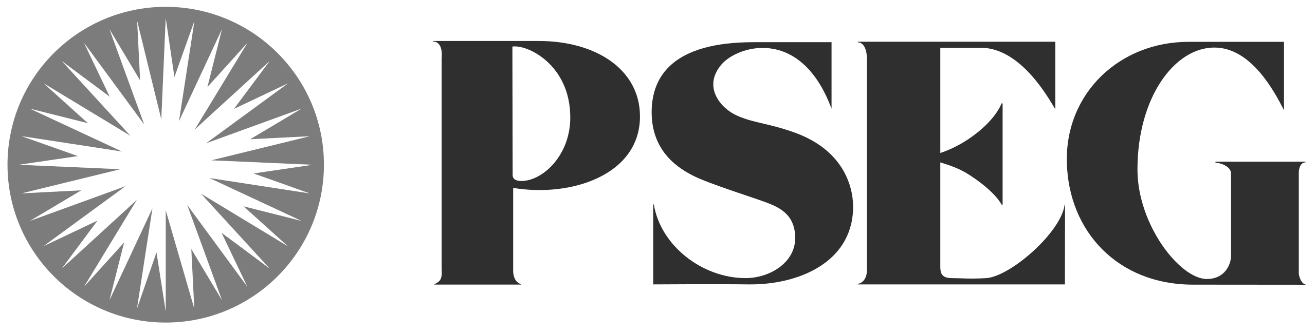 PSEG logo with a circular starburst design to the left of bold PSEG letters.
