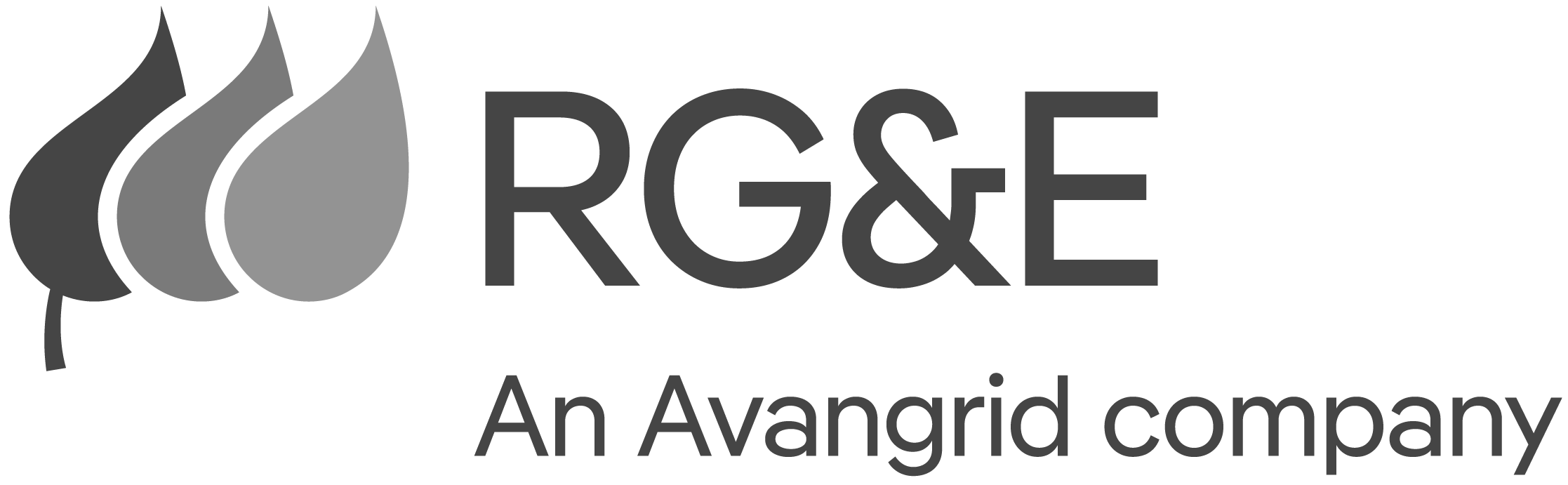RG&E logo with three stylized flames and the text 'An Avangrid company' below.