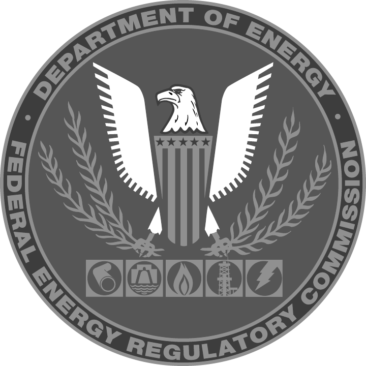 Seal of the United States Department of Energy Federal Energy Regulatory Commission featuring an eagle with outstretched wings, laurel branches, and five energy-related icons at the bottom.