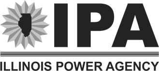Illinois Power Agency logo with a stylized sunburst icon next to bold IPA letters and the text Illinois Power Agency below.
