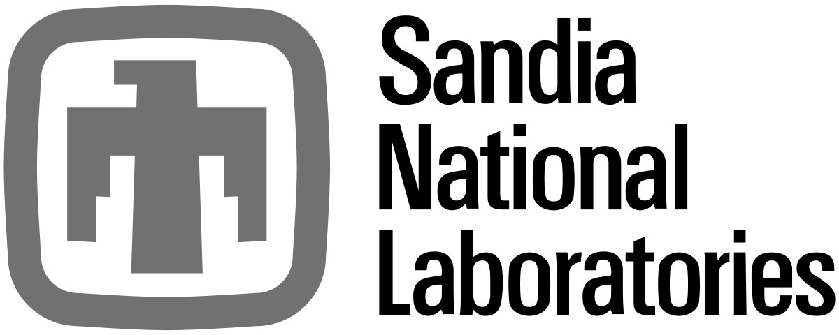 Gray abstract geometric logo resembling a stylized bird or thunderbird inside a rounded square border.