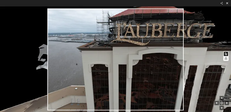 L'Auberge Casino facade inspection zoom in DroneDeploy