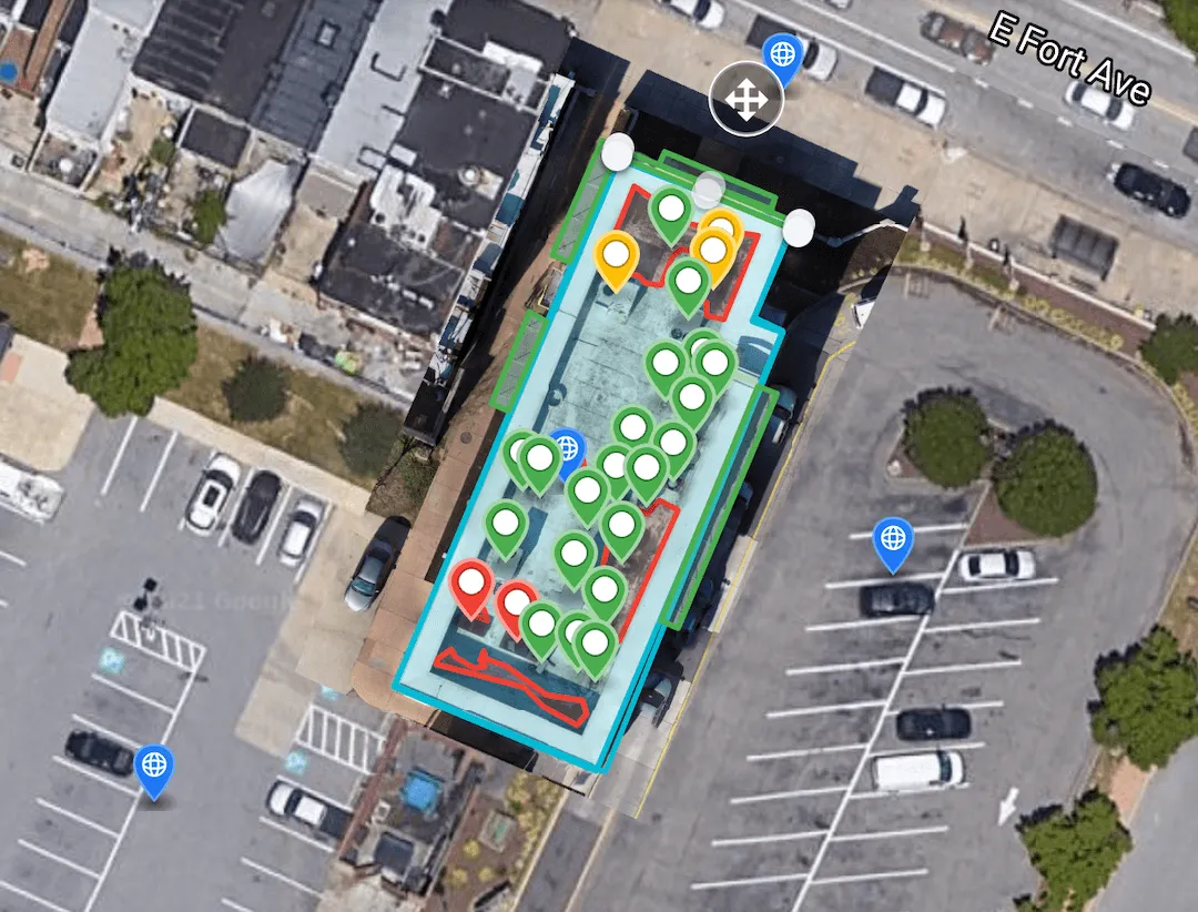 A DroneDeploy map full of annotations.