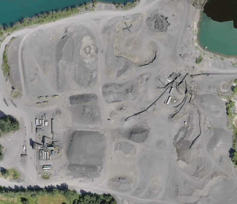 Aerial map of the gravel pit and stockyard