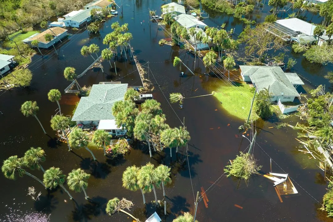 flooded suburb in Florida after Hurricane Ian