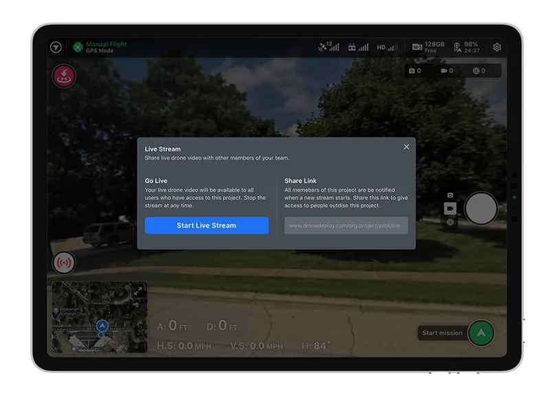 DroneDeploy Live Stream allows you to conduct drone live streaming