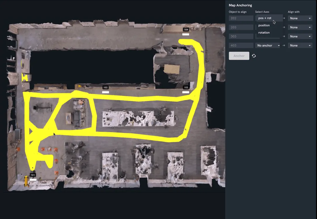 Screenshot of spot map anchoring