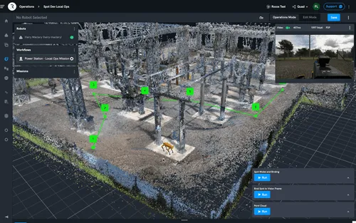 Ground robot reading gauges at oil and gas pipeline