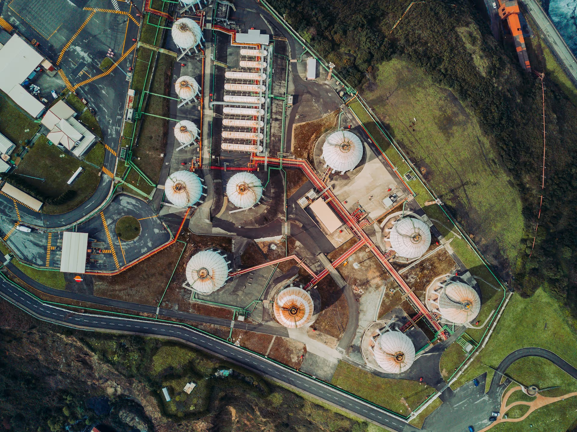Top-down view of oil site