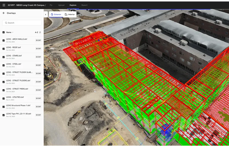 detailed overlay of the structure of a building