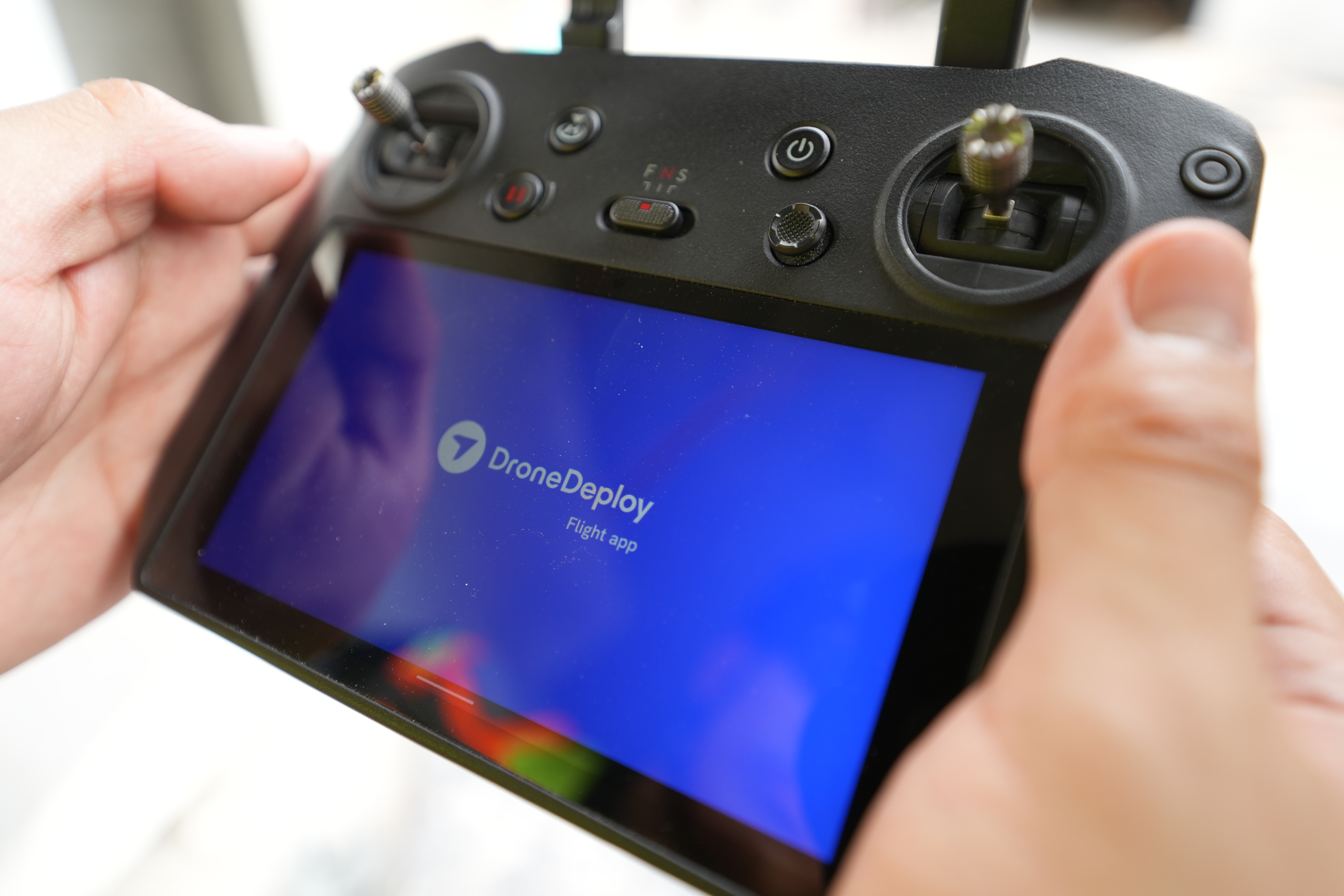 Close up of a drone controller