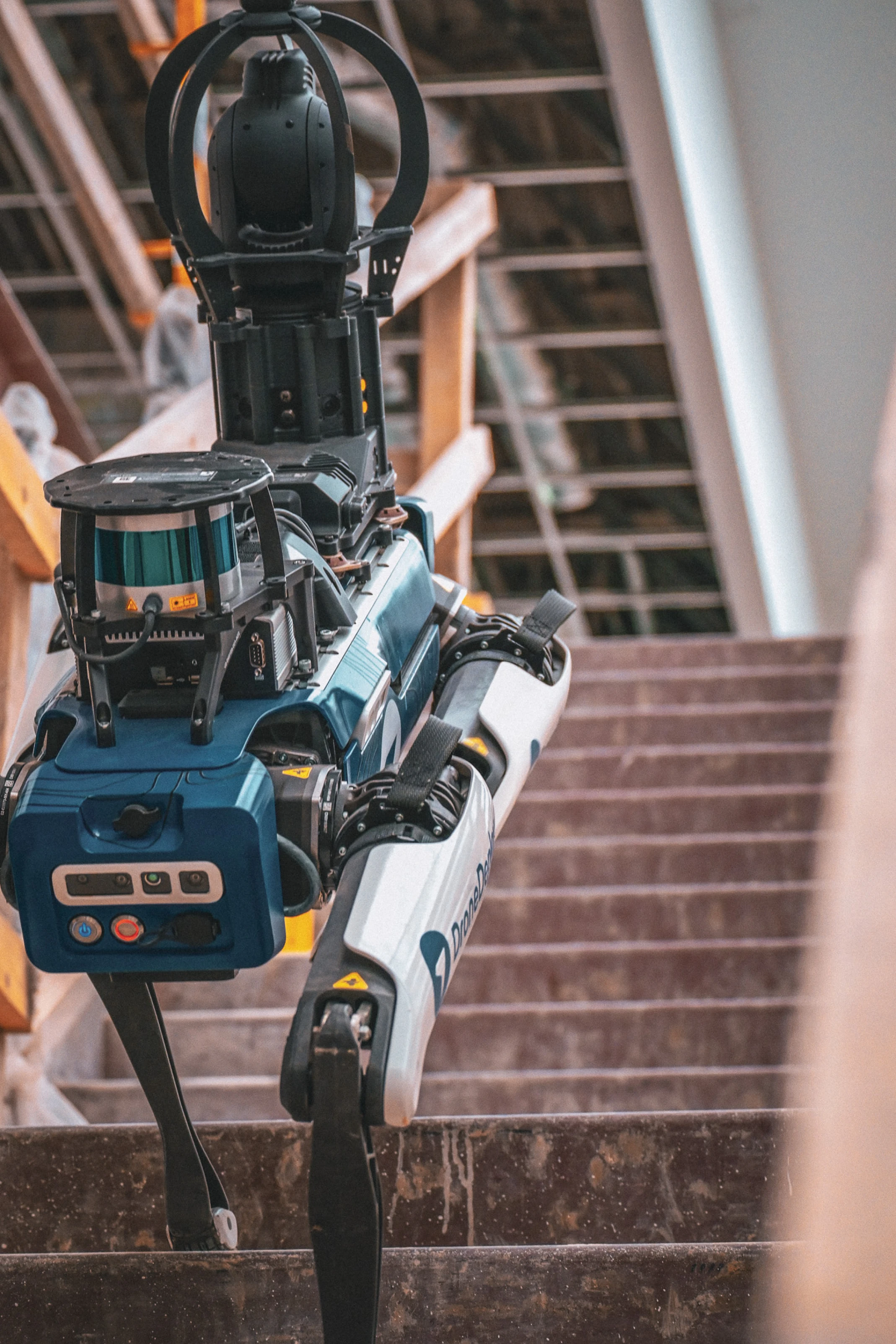 Boston Dynamics robot climbing steps of a jobsite