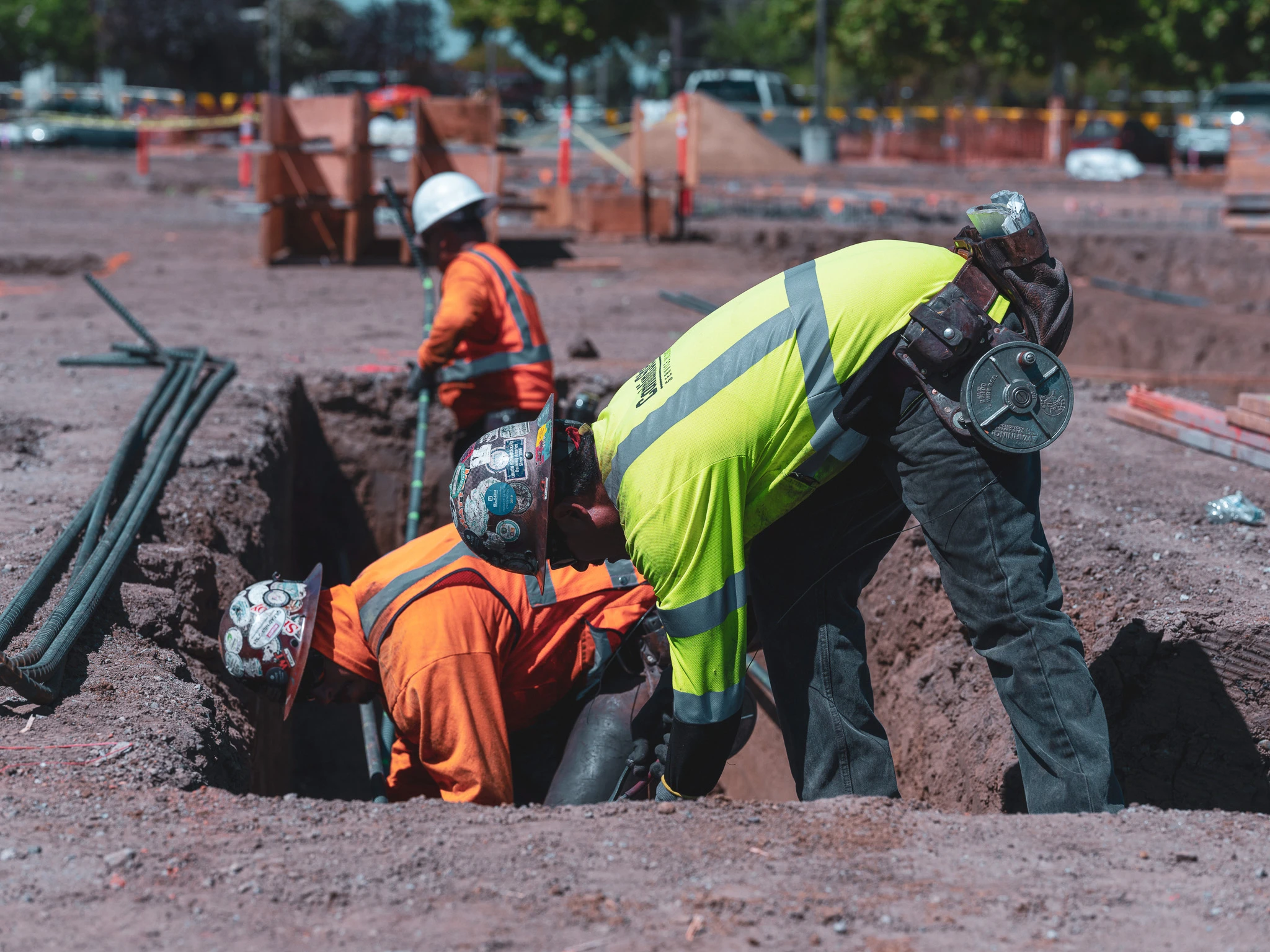 builders in a trench