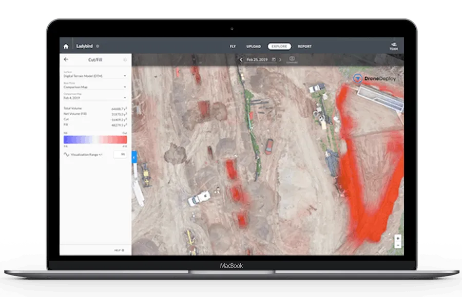 The DroneDeploy interface showing a aerial mining plan.