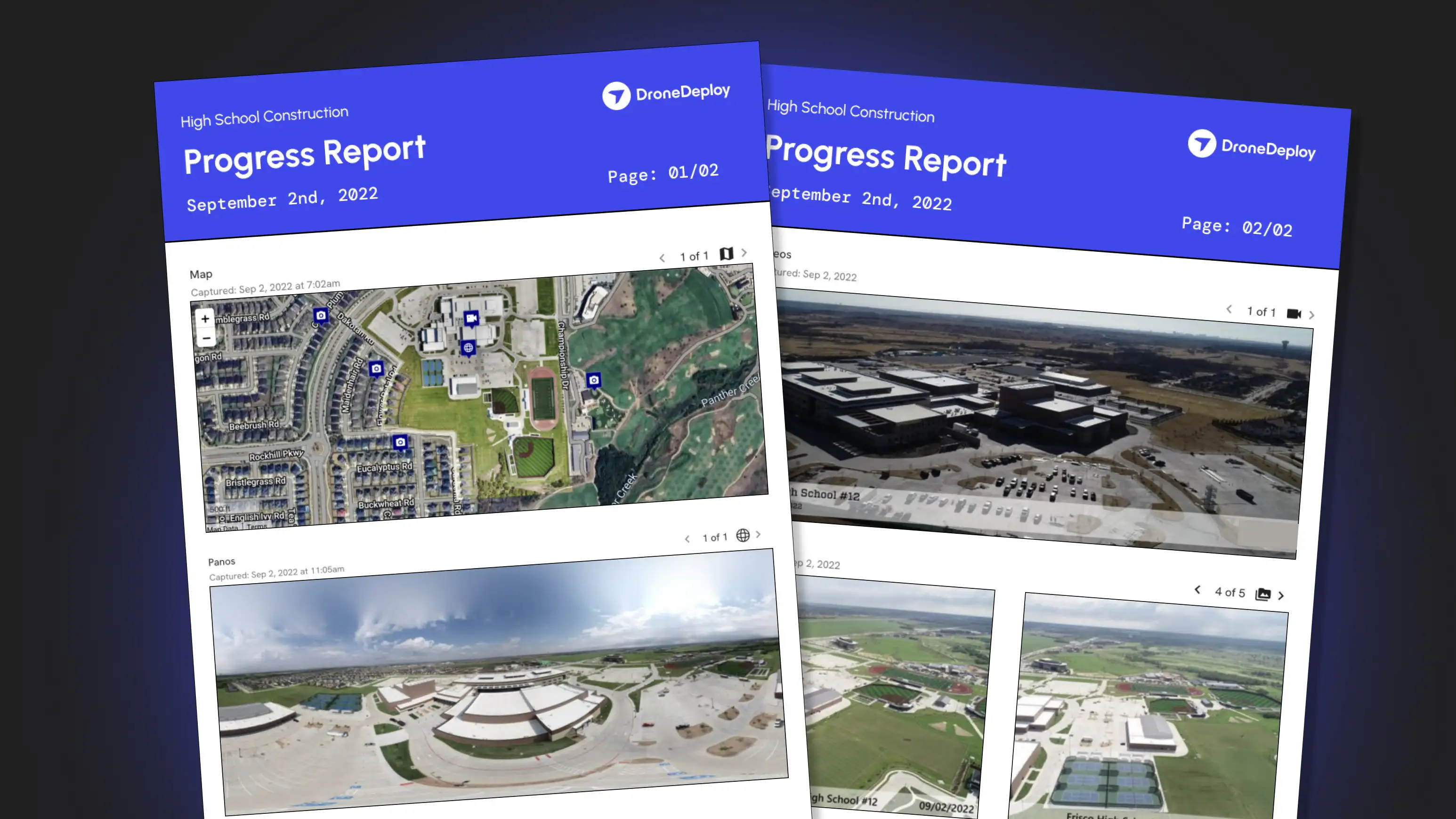 a PDF report showing construction progress