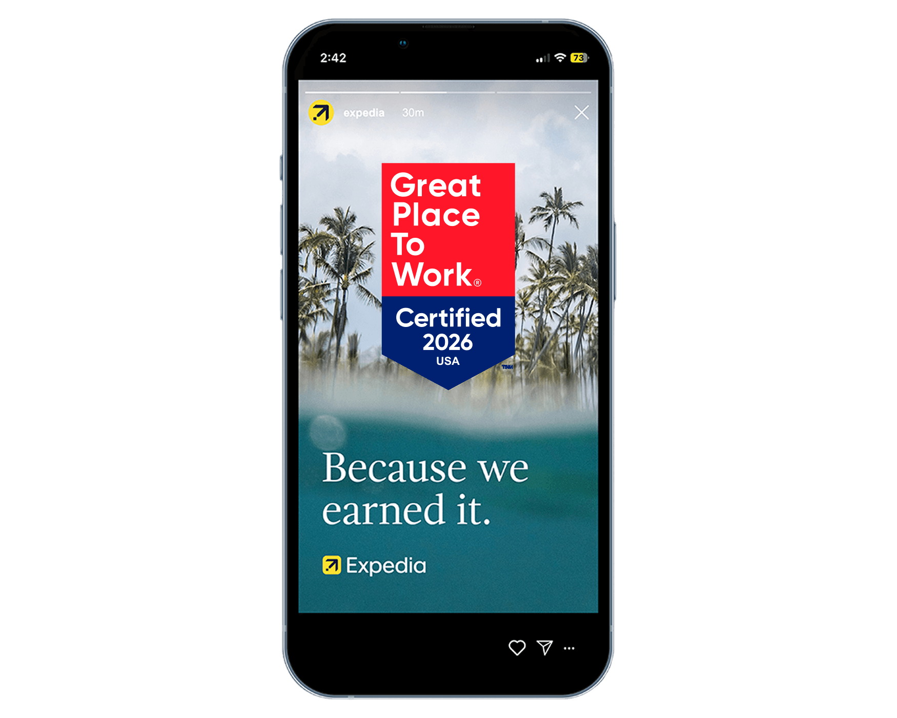 Example of employer branding on social media highlighting Great Place To Work® Certification™