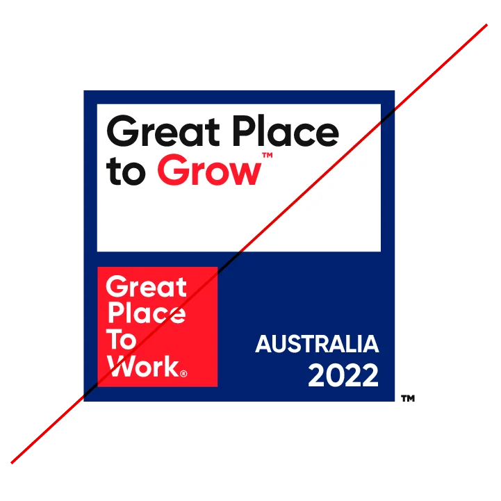 Great Place to Grow logo with Great Place To Work mark and Australia 2022 text.