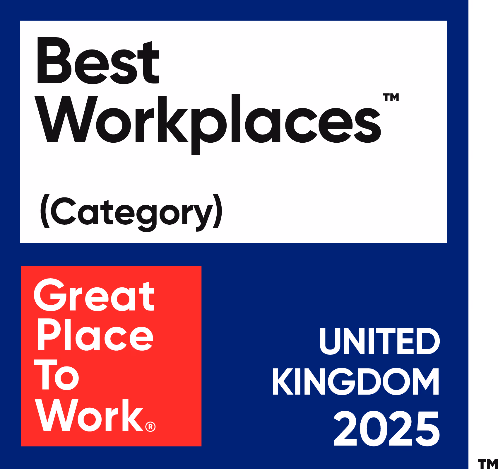Best Workplaces category badge by Great Place to Work for United Kingdom 2025.