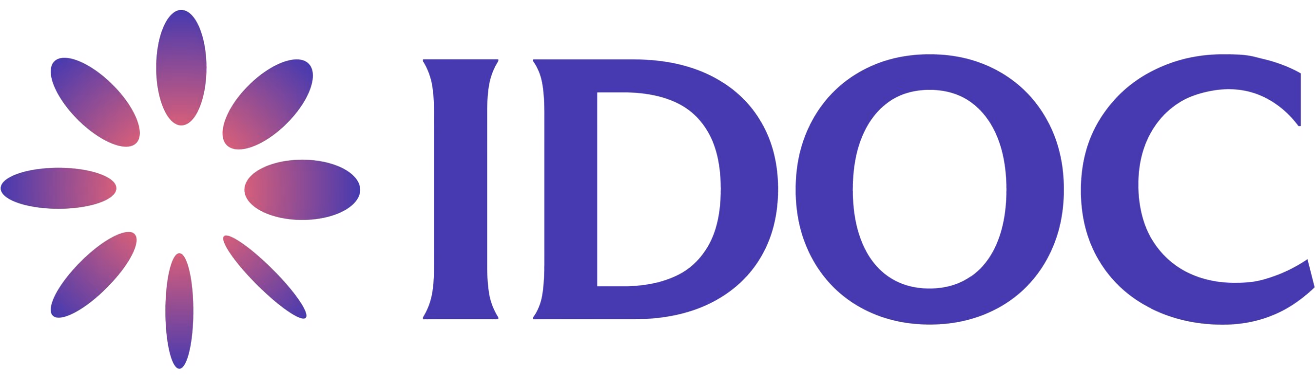 IDOC logo with purple stylized flower-like symbol on left and bold letters IDOC on right.
