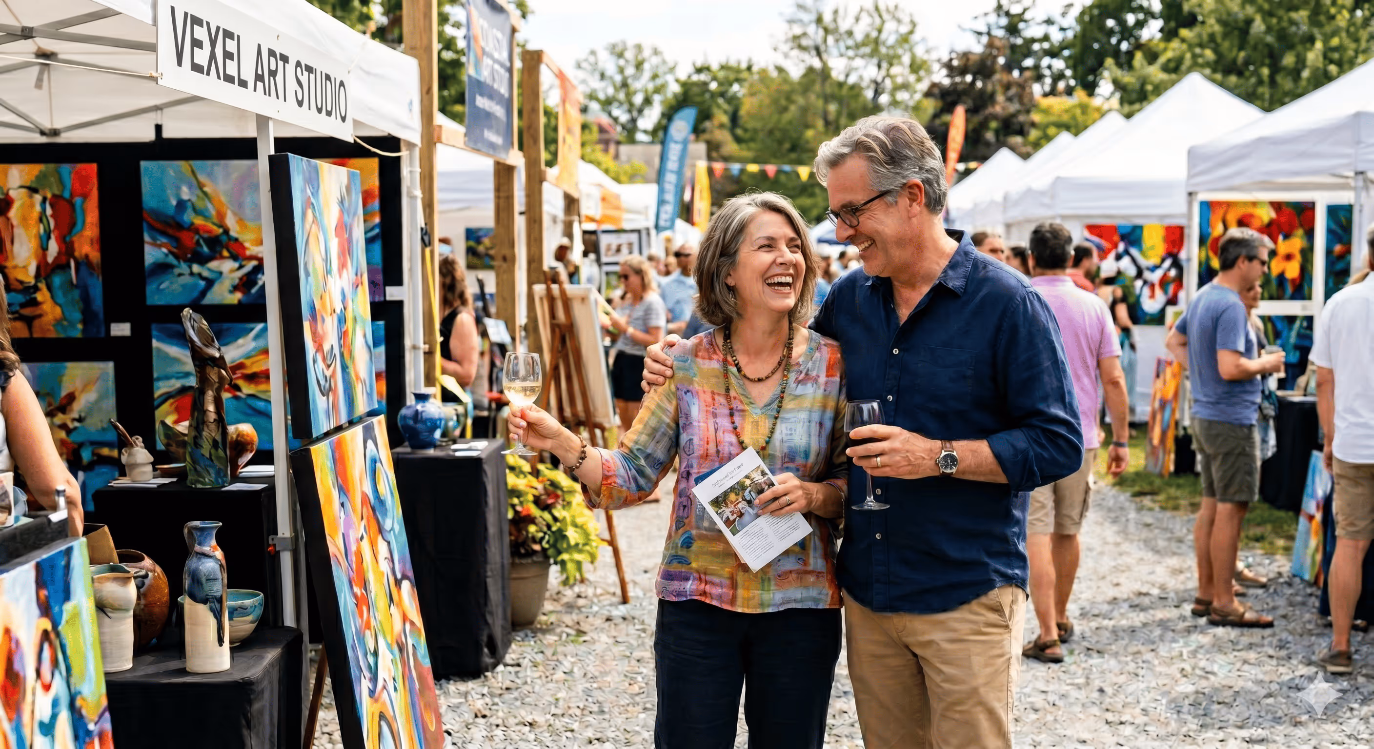 Couple at an art show