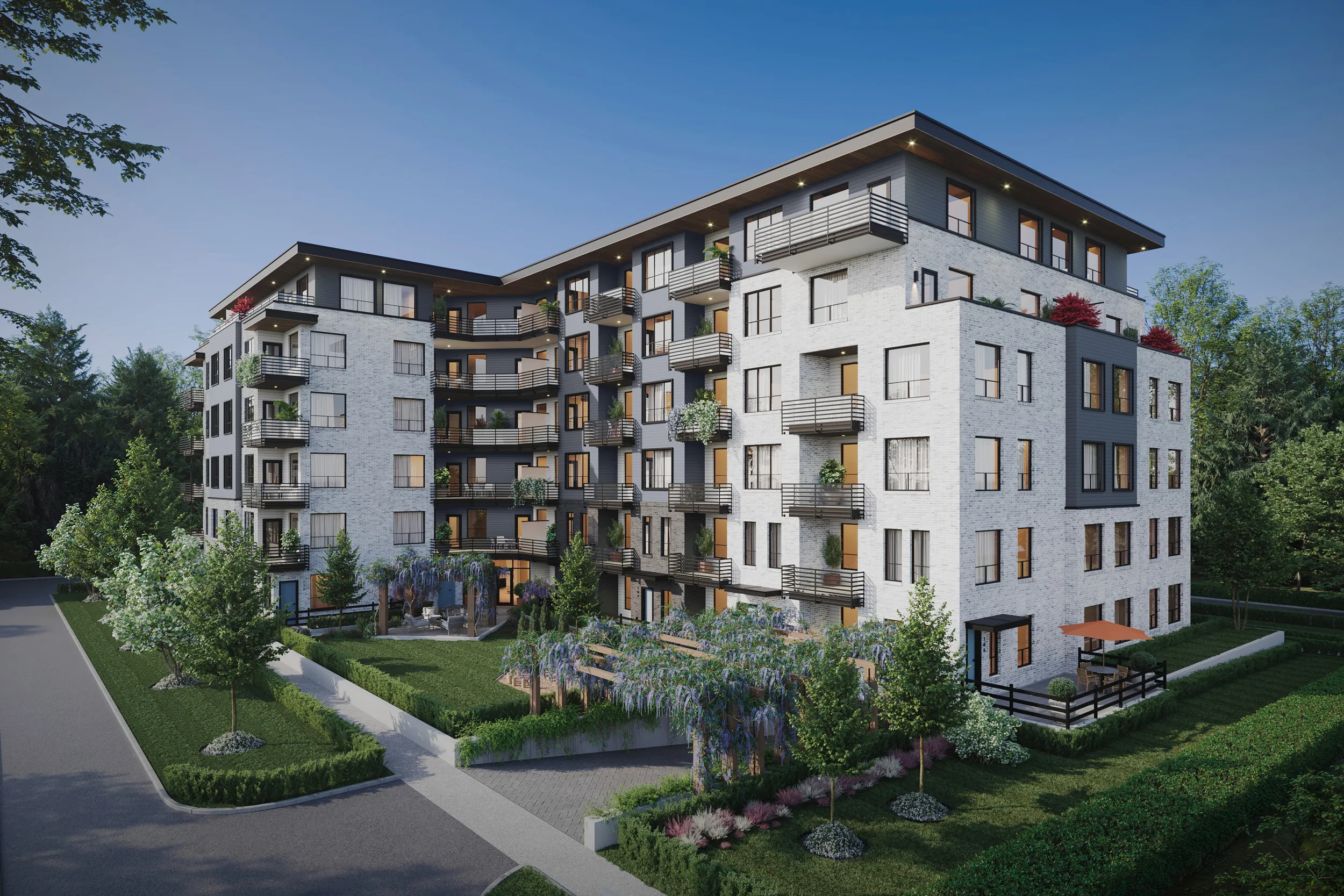 Exterior rendering of the Guildford The Greatest 2 condo building by Dawson + Sawyer in Guildford, Surrey