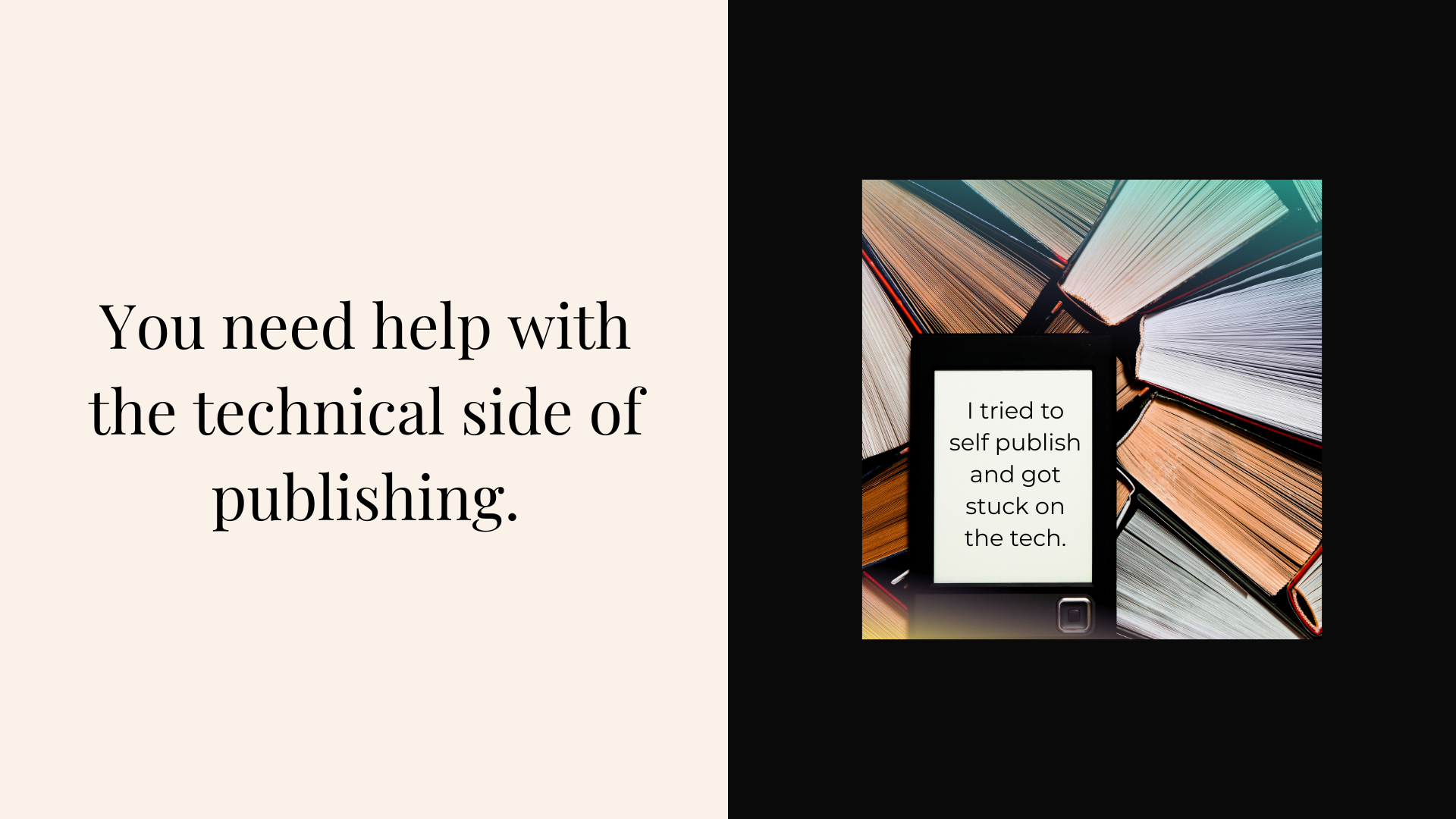 Three framed images show rows of beautifully bound, published books displayed on a bookshelf, symbolizing an author’s successful body of work and reach.