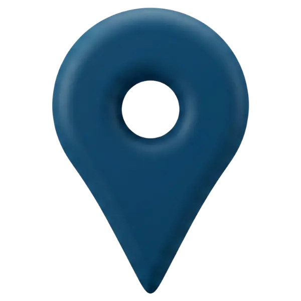 Blue map pin icon with a circular hole in the center.