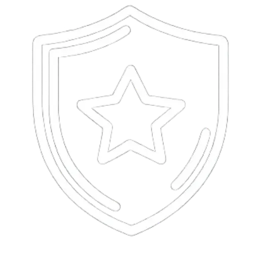 Outline of shield with a star in the center representing premium protection or quality.