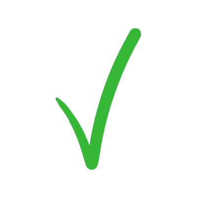 Green check mark symbol on a white background.