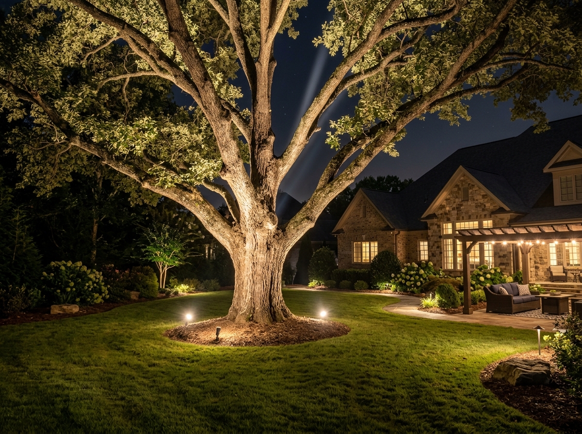 uplighting on a specimen tree - professional outdoor lighting design uplighting on a specimen tree - professional outdoor lighting design