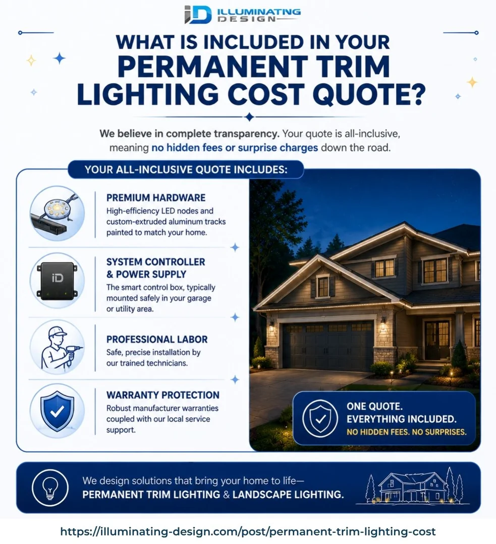 user-inserted Permanent trim lighting quote details showing cost breakdown.