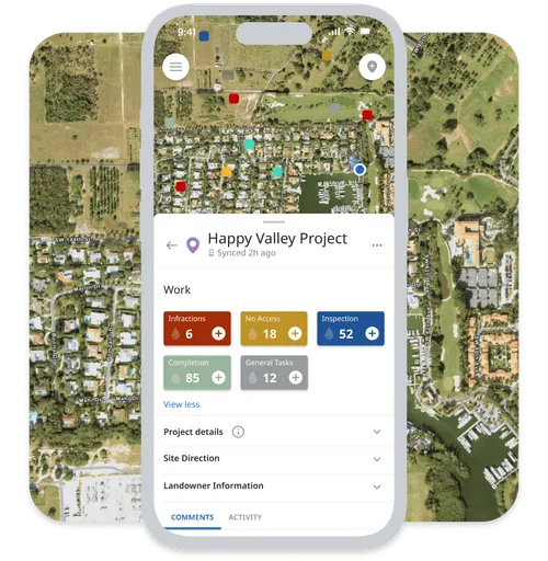 Matidor mobile app screen showing offline mode indicator for field data collection at remote sites.