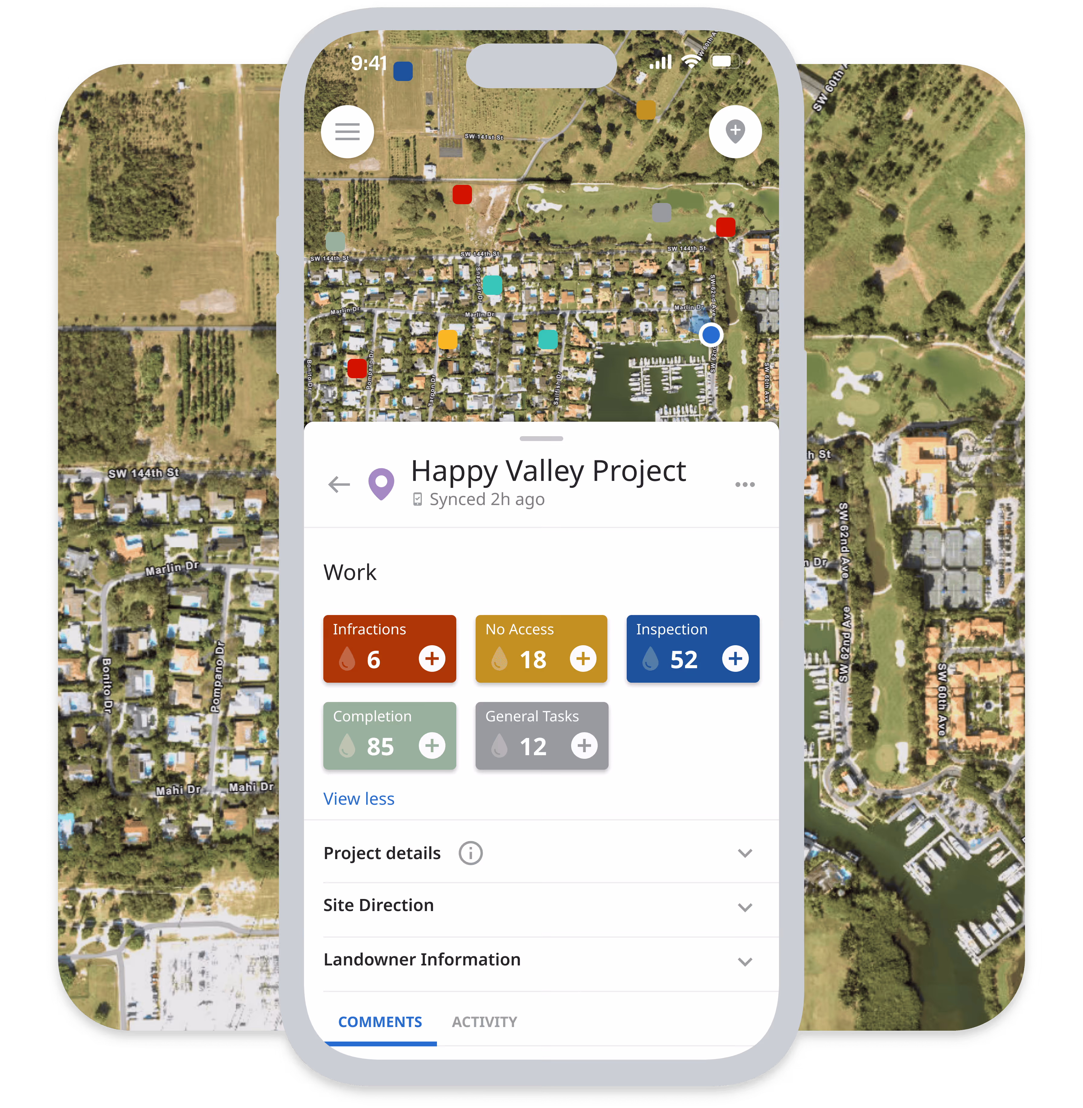Matidor mobile app screen showing offline mode indicator for field data collection at remote sites.