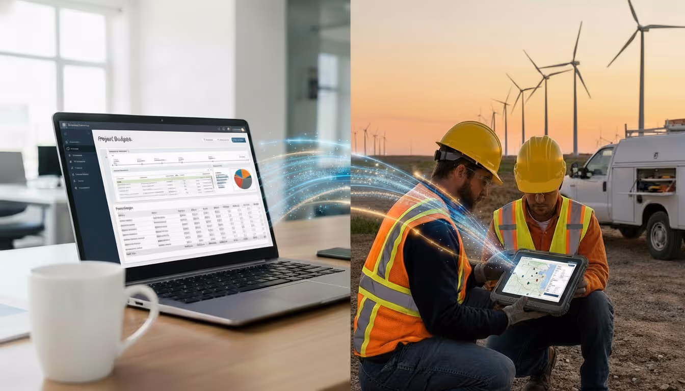 Matidor field operations dashboard shown with the Deltek Vantagepoint logo to highlight integrated project accounting and budgets.