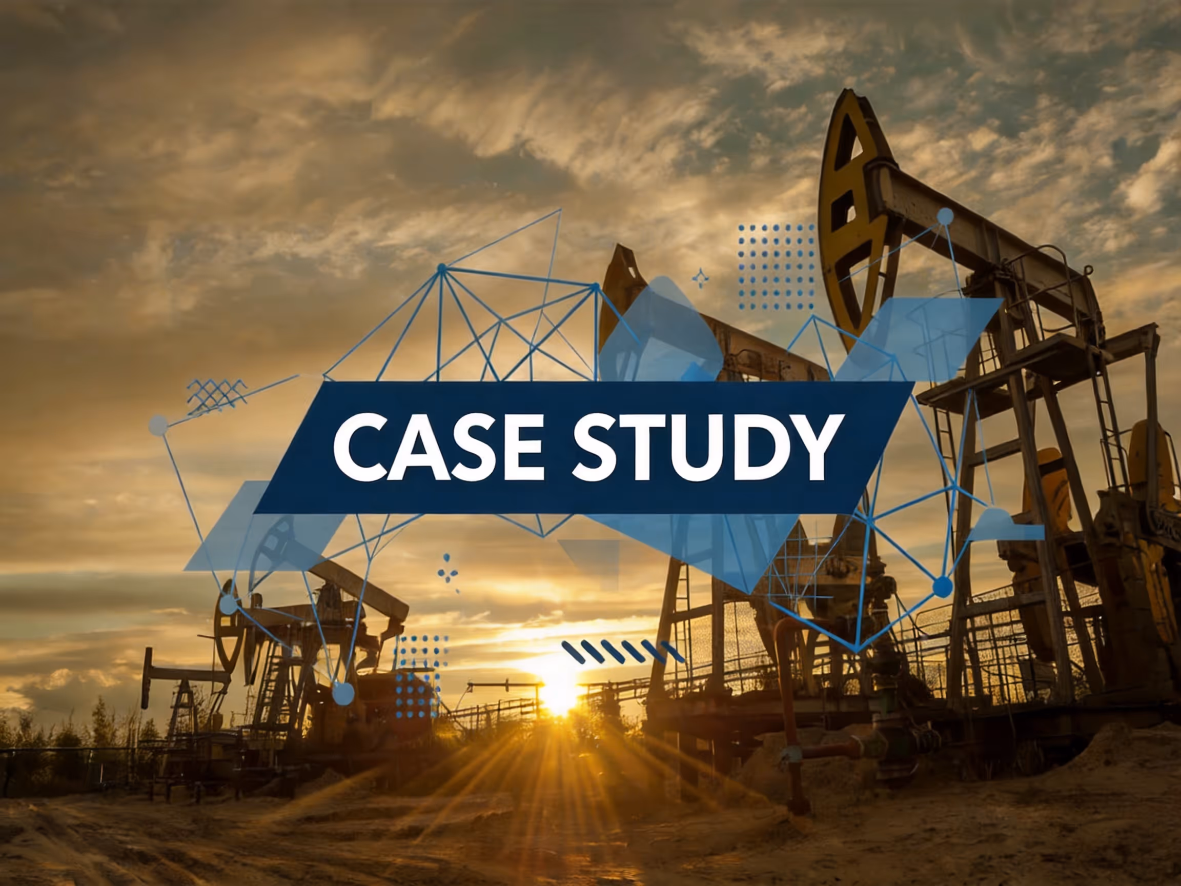 Oil pump jacks at sunset on an energy services field site used as the cover image for a Matidor Karve Energy GIS software case study.