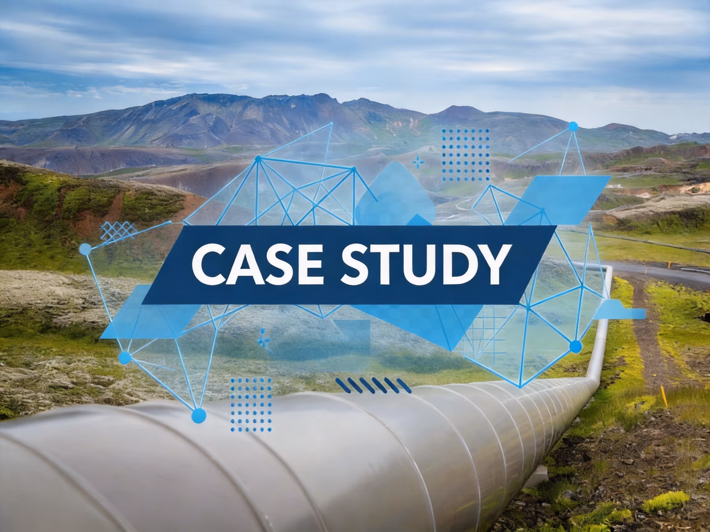 Pipeline running through a mountain valley used as the cover image for a Matidor West Country Energy Services field cost tracking case study.
