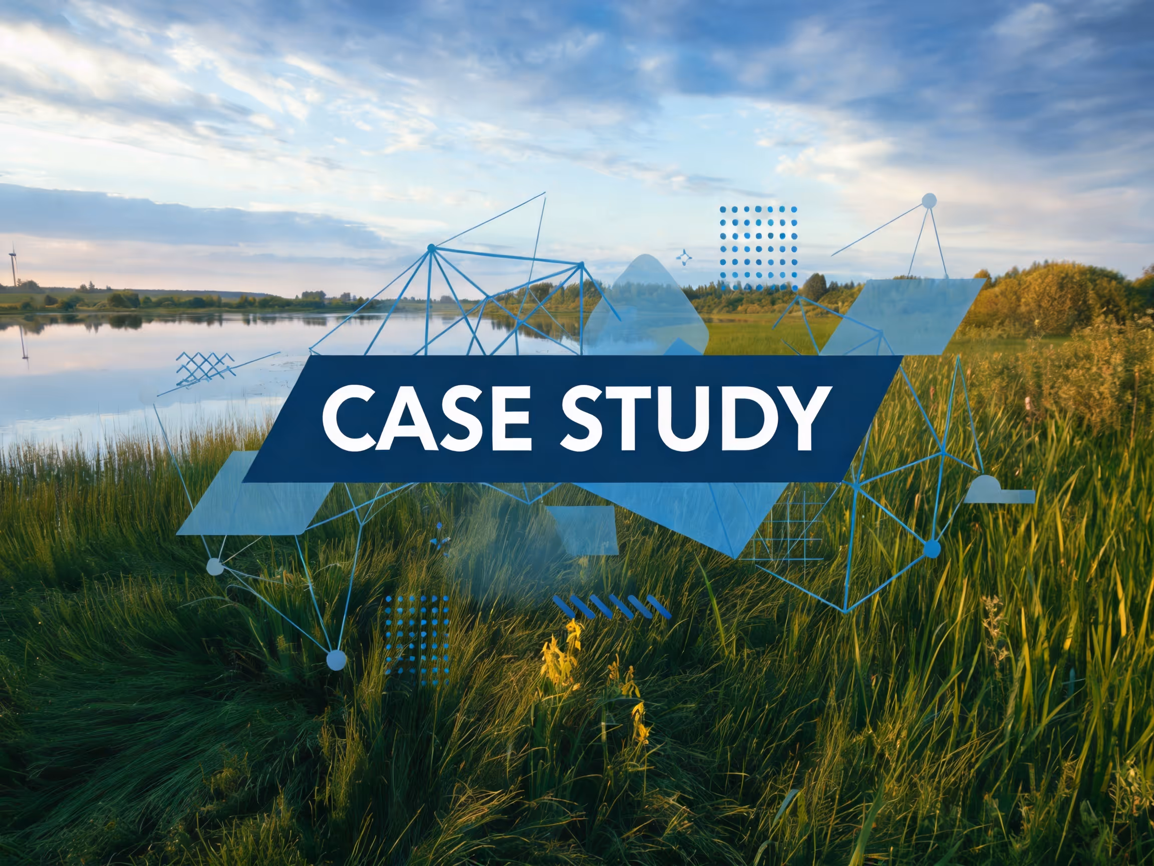 Wetland and grassland field site at golden hour used as the cover image for a Matidor Earthmaster Environmental Consulting project and budget management case study.
