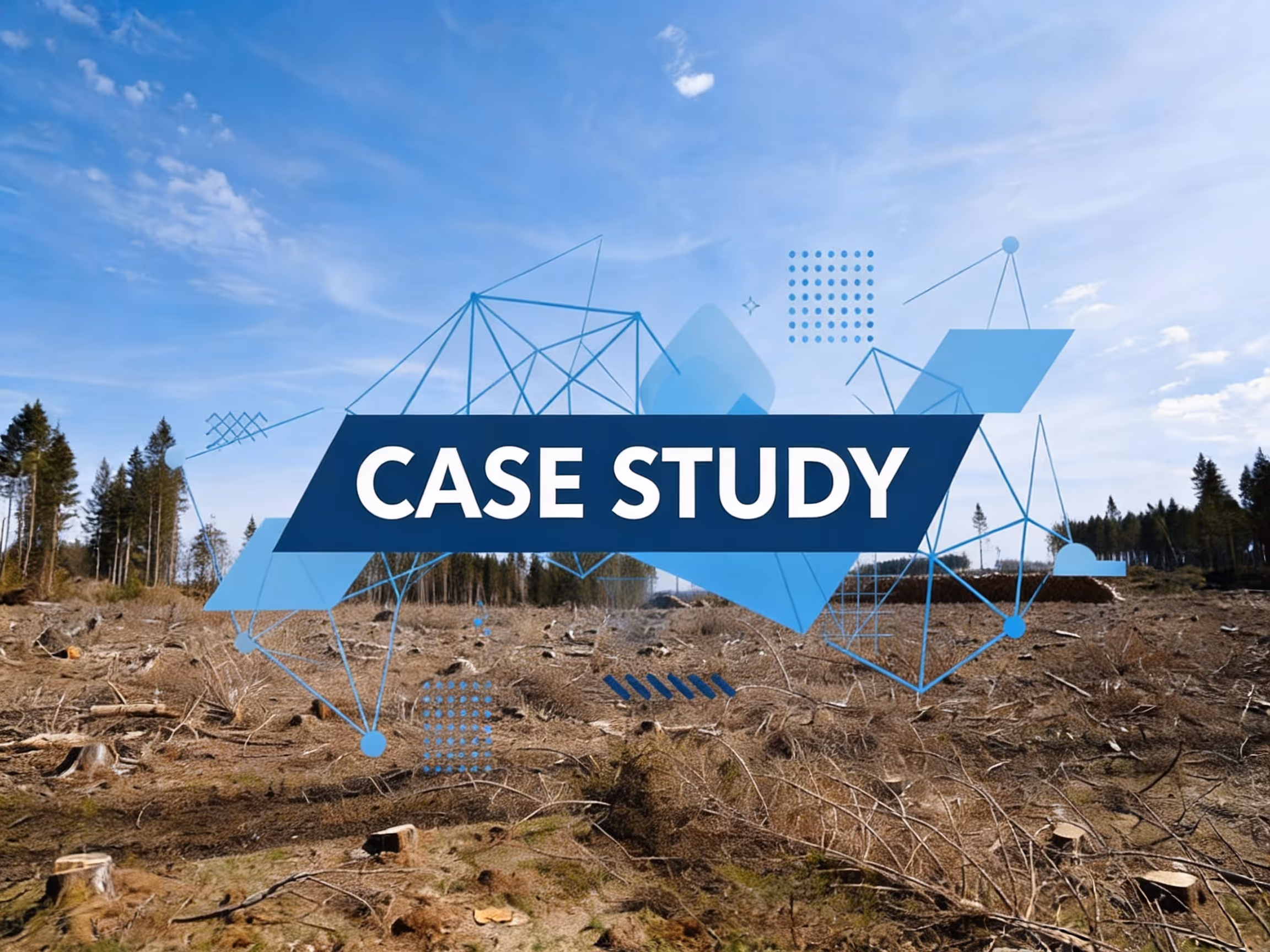 Cleared forestry and land resource site with tree stumps and evergreen trees in the background used as the cover image for a Matidor NorthWind Land Resources field workflow case study.