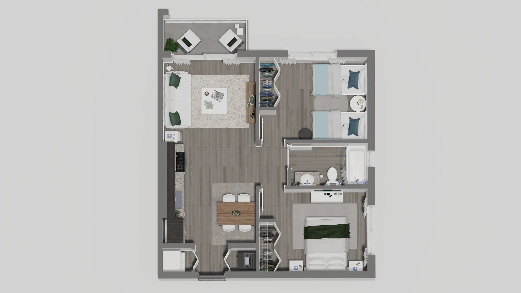 2 Beds | 1 Bath layout