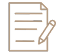 Icon of a document with text lines and a pencil poised to write on it.