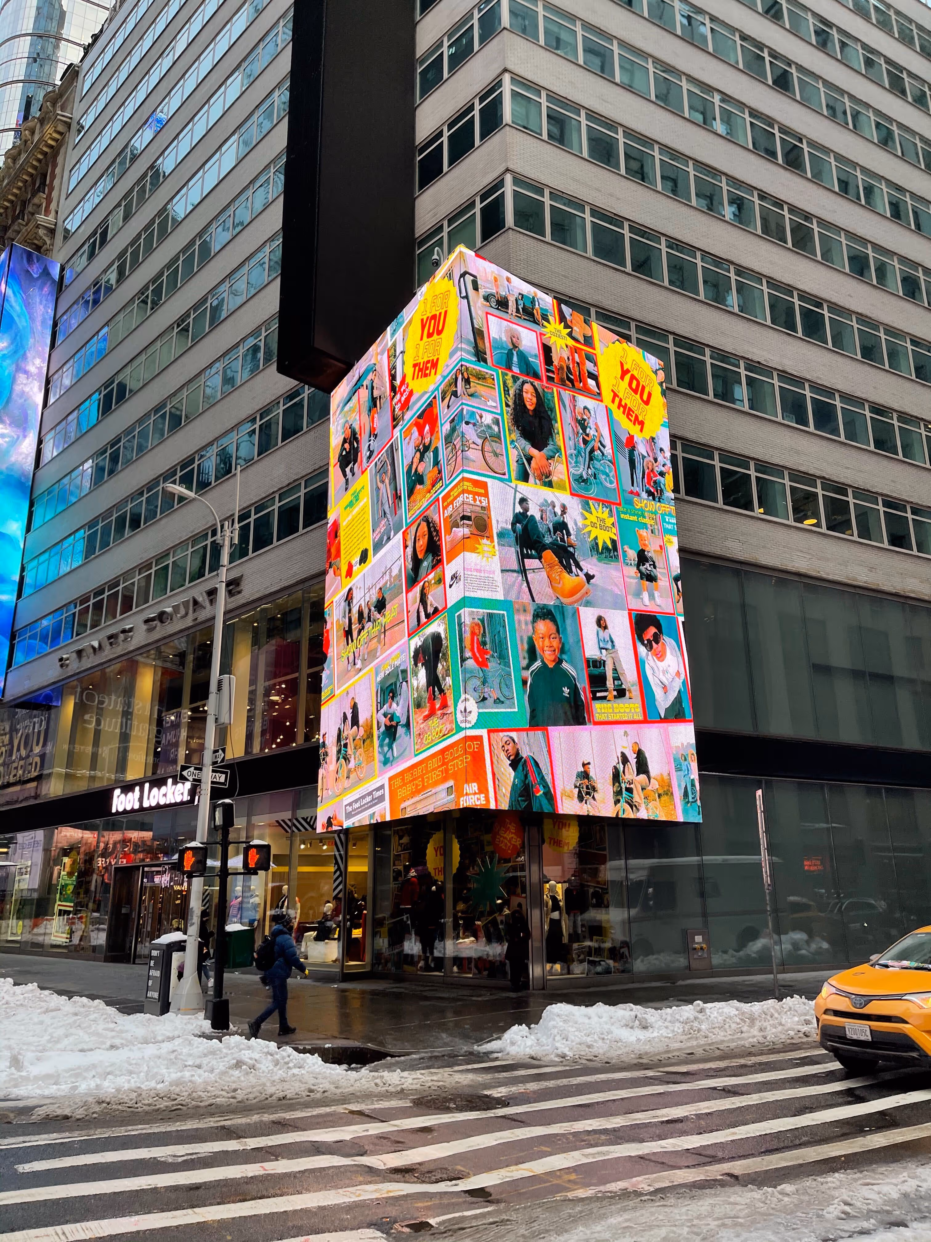 Billboard ad in times square of design work for a fashion brand