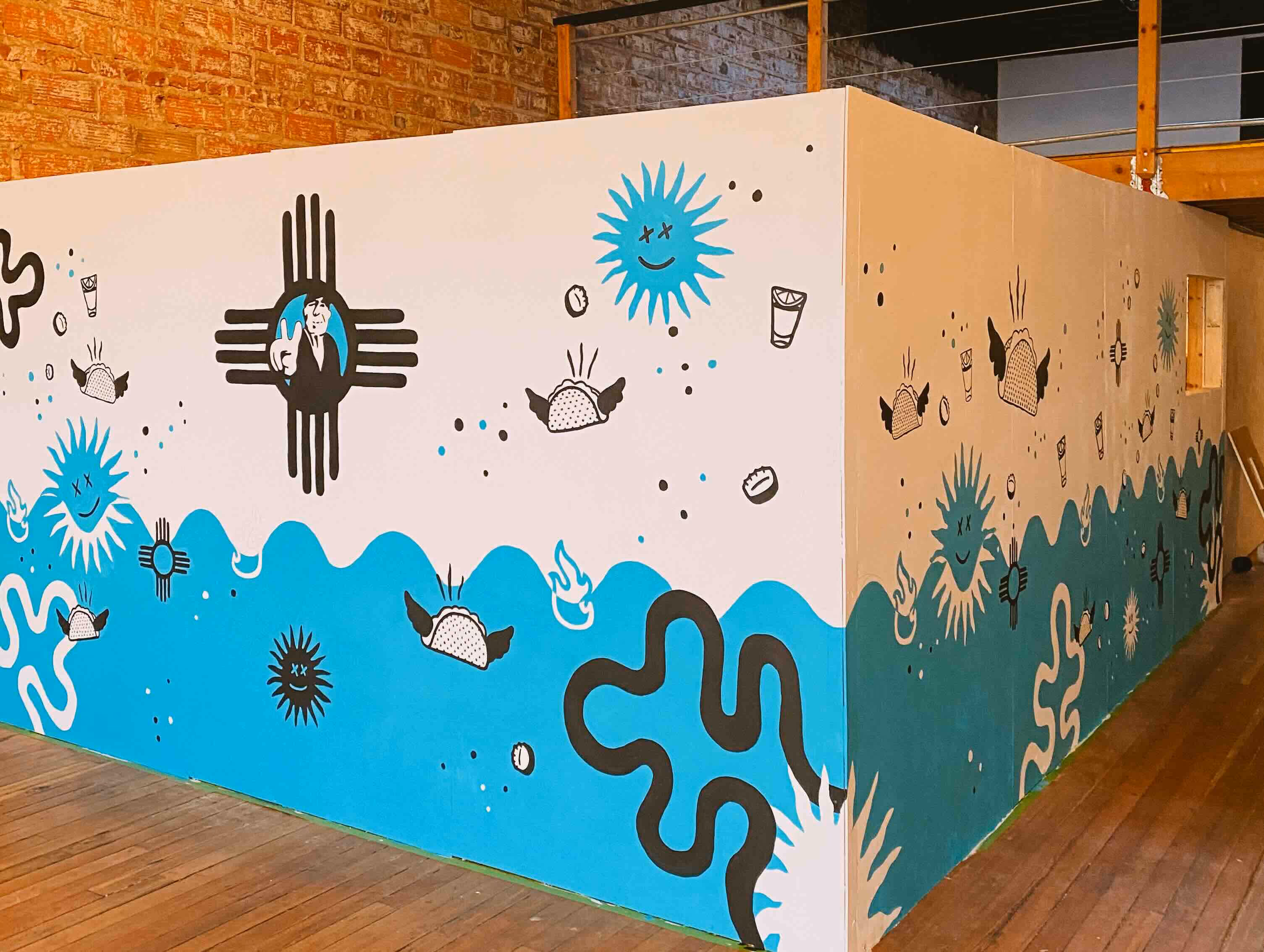 Painted mural inside of a building in Omaha, NE