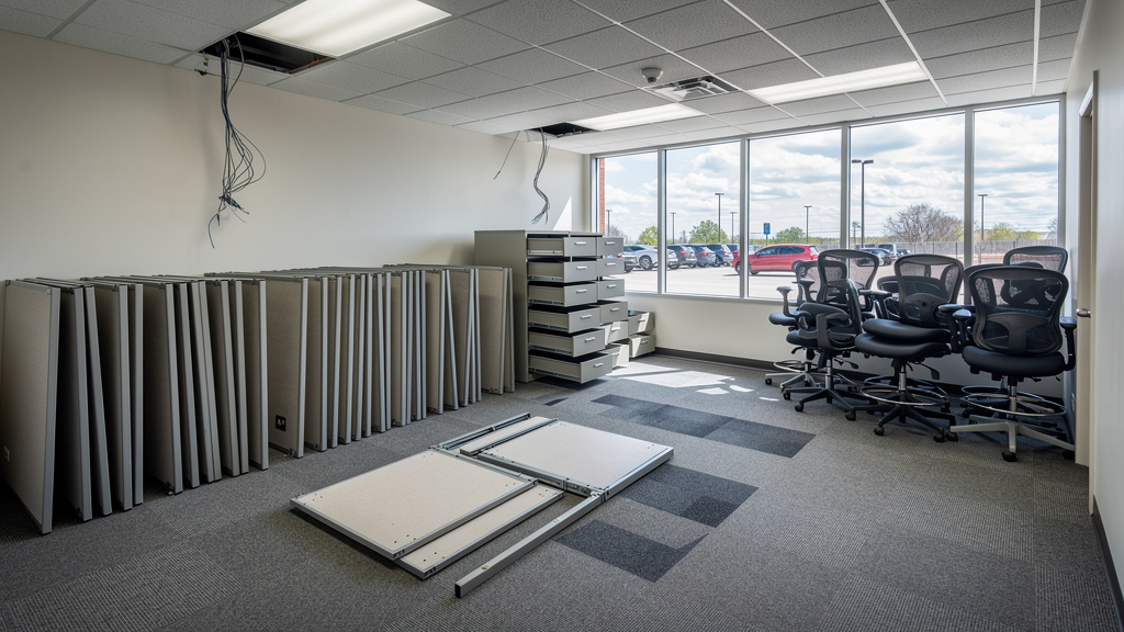 Commercial office space being cleared during lease transition