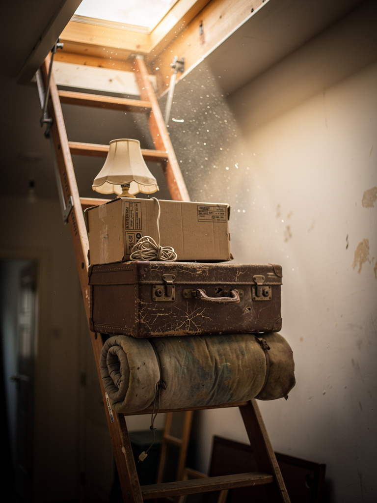 Attic items being sorted for removal